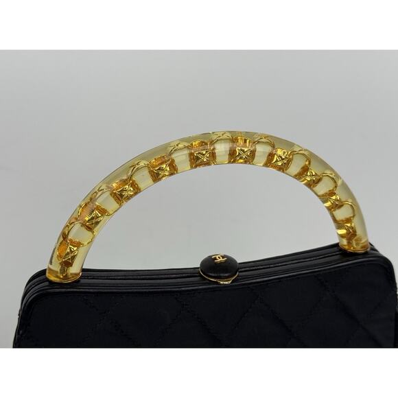 Chanel Vintage Small Fabric Top-Handle Bag with Amber Resin Chain - Picture 8 of 16